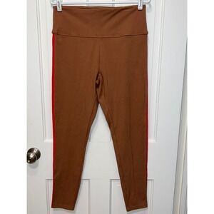 NEW PINK Victoria's Secret High Waist Full Length Leggings Brown Red Stripe XL